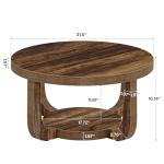 Tribesigns Round Coffee Table, 2-Tier Circle Coffee Table with Storage, Modern Wooden Accent Center Table for Living Room, Thick Tabletop & Base, Dark Brown