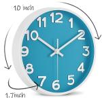 HIPPIH Wall Clock 2 Pack, 10 Inch Modern Wall Clocks Battery Operated, Non Ticking Silent Wall Clock, Simple Small Analog Wall Clock for Living Room, Bedroom, Kitchen, School, Office, Blue