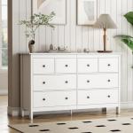 wanan White 8 Drawer Dresser, 50" Modern Wooden Dressers Chests of Drawer, 8 Drawers Dresser for Bedroom