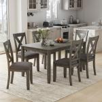 Signature Design by Ashley Caitbrook Rustic 7-Piece Dining Set – Rectangular Table with 6 X-Back Upholstered Chairs, Gray