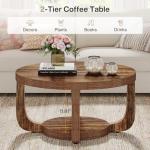 Tribesigns Round Coffee Table, 2-Tier Circle Coffee Table with Storage, Modern Wooden Accent Center Table for Living Room, Thick Tabletop & Base, Dark Brown