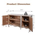 RoyalCraft Farmhouse Sideboard Buffet Cabinet with Storage, 49" Solid Wood Credenza Buffet Table Coffee Bar Wine Bar Storage Cabinet with 3 Doors for Dining Room Living Room Hallway, (Provence Gray)