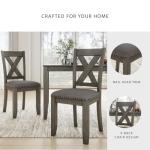 Signature Design by Ashley Caitbrook Rustic 7-Piece Dining Set – Rectangular Table with 6 X-Back Upholstered Chairs, Gray