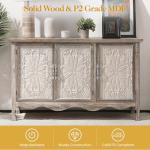 RoyalCraft Farmhouse Sideboard Buffet Cabinet with Storage, 49" Solid Wood Credenza Buffet Table Coffee Bar Wine Bar Storage Cabinet with 3 Doors for Dining Room Living Room Hallway, (Provence Gray)