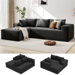 Mvpipi Boneless Couches for Living Room, L-Shaped Cloud Couch with Oversized Chaise, Modular Sectional Couch w/Deep Seat, Corduroy Comfy Sofa, No Assembly Couches for Bedroom & Apartment, Black