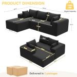 Mvpipi Boneless Couches for Living Room, L-Shaped Cloud Couch with Oversized Chaise, Modular Sectional Couch w/Deep Seat, Corduroy Comfy Sofa, No Assembly Couches for Bedroom & Apartment, Black