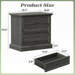 Huuger Nightstand with Charging Station, 3 Drawer Night Stand Set of 2, 22 Inch Wider Side Table with Storage, Farmhouse Nightstand with Vintage Handles, Thicken Base, for Bedroom, Black