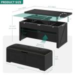 YITAHOME Lift Top Coffee Table Set with Storage Ottoman Bench & Wheels, 4 in 1 Convertible Dinning Center Tables with Hidden Compartment, Farmhouse Coffee Tables for Living Room Furniture, Black