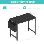 Lufeiya Small Desk for Small Spaces, 32 Inch Kids Girls Study Writing Desks for Bedroom, Simple Modern Laptop PC Little Side Table with Storage Bag Headphone Hooks, Black