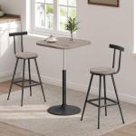 MAHANCRIS Bar Stools, Set of 2 Bar Chairs with Backrest and Footrest, 26" Tall Counter Stools, Metal Frame, Adjustable Feet, Easy Assembly, for Kitchen, Living Room, Pub, Greige BAHG6001