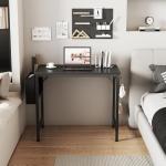 Lufeiya Small Desk for Small Spaces, 32 Inch Kids Girls Study Writing Desks for Bedroom, Simple Modern Laptop PC Little Side Table with Storage Bag Headphone Hooks, Black