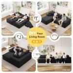 Mvpipi Boneless Couches for Living Room, L-Shaped Cloud Couch with Oversized Chaise, Modular Sectional Couch w/Deep Seat, Corduroy Comfy Sofa, No Assembly Couches for Bedroom & Apartment, Black