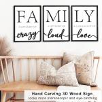 3D Wood Family Wall Decor, 36" x 16" Framed Family Sign Wall Art, 3D Pictures for Living Room (Ready to Hang, 12x16 inches, Set of 3, Framed)