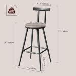 MAHANCRIS Bar Stools, Set of 2 Bar Chairs with Backrest and Footrest, 26" Tall Counter Stools, Metal Frame, Adjustable Feet, Easy Assembly, for Kitchen, Living Room, Pub, Greige BAHG6001
