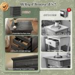 Huuger Nightstand with Charging Station, 3 Drawer Night Stand Set of 2, 22 Inch Wider Side Table with Storage, Farmhouse Nightstand with Vintage Handles, Thicken Base, for Bedroom, Black