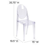 Flash Furniture Cheryl Indoor/Outdoor Ghost Accent and Dining Chair with Contoured Seat, Stackable Transparent Restaurant Chair, Transparent Crystal