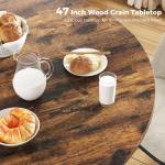 Unovivy 47 Inch Round Dining Table for 4,Space Saving Circle Dining Table with Pedestal Metal Frame,Farmhouse Wood Round Kitchen Table for Living & Dining Room,Rustic Brown