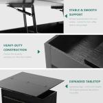 YITAHOME Lift Top Coffee Table Set with Storage Ottoman Bench & Wheels, 4 in 1 Convertible Dinning Center Tables with Hidden Compartment, Farmhouse Coffee Tables for Living Room Furniture, Black