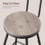 MAHANCRIS Bar Stools, Set of 2 Bar Chairs with Backrest and Footrest, 26" Tall Counter Stools, Metal Frame, Adjustable Feet, Easy Assembly, for Kitchen, Living Room, Pub, Greige BAHG6001