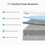 Novilla Queen Size Mattress, 12 inch Gel Memory Foam Mattress for a Cool Sleep & Pressure Relief, Medium Firm Feel with Motion Isolating, Bliss