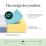 Zinus 12 Inch Queen Cooling Essential Memory Foam Mattress [NewVersion], Fiberglass Free, Medium Feel, Breathable Cooling Layers, Certified Safe Materials