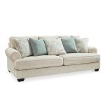 Signature Design by Ashley Monaghan Vintage Sofa with Accent Pillows, Reversible Cushions and Rolled Arms, Beige