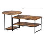 WOHOMO Coffee Table, Mid Century Modern Coffee Table for Living Room Rustic Farmhouse Center Table 2 in 1 Detachable Nesting Table Set, Brown