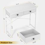 DAOUTIME Small Writing Desk for Kids Bedroom, 31.5 Inch White Computer Desk for Small Spaces, Simple Desk with 2 Fabric Drawers for Home Office, Dorm, Living Room, Home Study Table, White