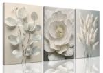 TUEASKY 3 Piece Canvas Wall Art Floral Wall Decor Neutral Pictures Flower Art Prints Botanical Paintings Beige Artwork For Bedroom Living Room