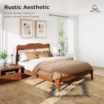 MFSTUDIO Queen Wood Bed Frame with Headboard, Rattan Bed Frames Solid Wooden Platform Bedframe Mid Century,No Box Spring Needed,Sturdy Natural Finish Classic Noise Free