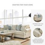 Signature Design by Ashley Monaghan Vintage Sofa with Accent Pillows, Reversible Cushions and Rolled Arms, Beige