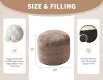 Round Pouf Ottoman for Living Room 20"x15" Bean Bag Ottoman Soft Top Comfortable Small Foot Stool Foot Rest Pouf Brown Tall Footstool Ottomans Round Hassock Boho Furniture Floor Poufs for Sitting