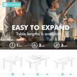 Rectangular Extendable Dining Table, Solid Wood Expandable Kitchen Table with Hidden Leaf, Adjustable 54.3" to 84.5", Space Saving Dining Table for 4-8 People, Modern Dining Room Table(Bright Brown)