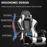 GTPLAYER Gaming Chair, Computer Chair with Footrest and Lumbar Support, Height Adjustable Game Chair with 360°-Swivel Seat and Headrest and for Office or Gaming (Pearl White)