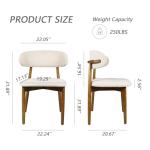 IBffleCN Modern Upholstered Dining Chairs, Beige Fabric Seat with Wooden Legs, Contemporary Kitchen Side Chairs, Set of 2