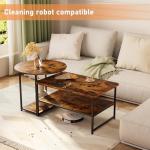 WOHOMO Coffee Table, Mid Century Modern Coffee Table for Living Room Rustic Farmhouse Center Table 2 in 1 Detachable Nesting Table Set, Brown
