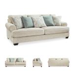 Signature Design by Ashley Monaghan Vintage Sofa with Accent Pillows, Reversible Cushions and Rolled Arms, Beige