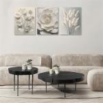 TUEASKY 3 Piece Canvas Wall Art Floral Wall Decor Neutral Pictures Flower Art Prints Botanical Paintings Beige Artwork For Bedroom Living Room