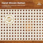 MFSTUDIO Queen Wood Bed Frame with Headboard, Rattan Bed Frames Solid Wooden Platform Bedframe Mid Century,No Box Spring Needed,Sturdy Natural Finish Classic Noise Free