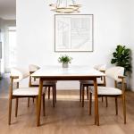 IBffleCN Modern Upholstered Dining Chairs, Beige Fabric Seat with Wooden Legs, Contemporary Kitchen Side Chairs, Set of 2