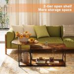 WOHOMO Coffee Table, Mid Century Modern Coffee Table for Living Room Rustic Farmhouse Center Table 2 in 1 Detachable Nesting Table Set, Brown