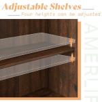 AMERLIFE Farmhouse 63" Buffet Sideboard Cabinet with Glass Door, Large Storage Cabinet with Adjustable Shelf, Wooden Coffee Bar Station for Kitchen, Dinning Room, Brown