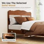 MFSTUDIO Queen Wood Bed Frame with Headboard, Rattan Bed Frames Solid Wooden Platform Bedframe Mid Century,No Box Spring Needed,Sturdy Natural Finish Classic Noise Free