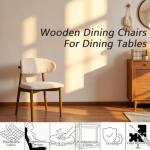 IBffleCN Modern Upholstered Dining Chairs, Beige Fabric Seat with Wooden Legs, Contemporary Kitchen Side Chairs, Set of 2