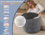 Round Pouf Ottoman for Living Room 20"x15" Bean Bag Ottoman Soft Top Comfortable Small Foot Stool Foot Rest Pouf Brown Tall Footstool Ottomans Round Hassock Boho Furniture Floor Poufs for Sitting