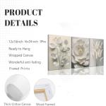 TUEASKY 3 Piece Canvas Wall Art Floral Wall Decor Neutral Pictures Flower Art Prints Botanical Paintings Beige Artwork For Bedroom Living Room
