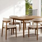 IBffleCN Modern Upholstered Dining Chairs, Beige Fabric Seat with Wooden Legs, Contemporary Kitchen Side Chairs, Set of 2