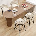 ALISH 26 Inch Bar Stools Set of 4,Upholstered Barstools with Woven Back and Footorest Velvet Modern Bar Chairs for Kitchen, Dining Room (Ivy, Set of 4)