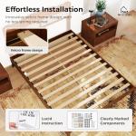 MFSTUDIO Queen Wood Bed Frame with Headboard, Rattan Bed Frames Solid Wooden Platform Bedframe Mid Century,No Box Spring Needed,Sturdy Natural Finish Classic Noise Free