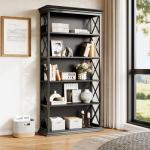 Little Tree 6-Tier Bookcase, 71 Inches Industrial Bookshelves, Floor Standing Display Storage Shelves Tall Bookcase for Home Office, Living Room, Bed Room